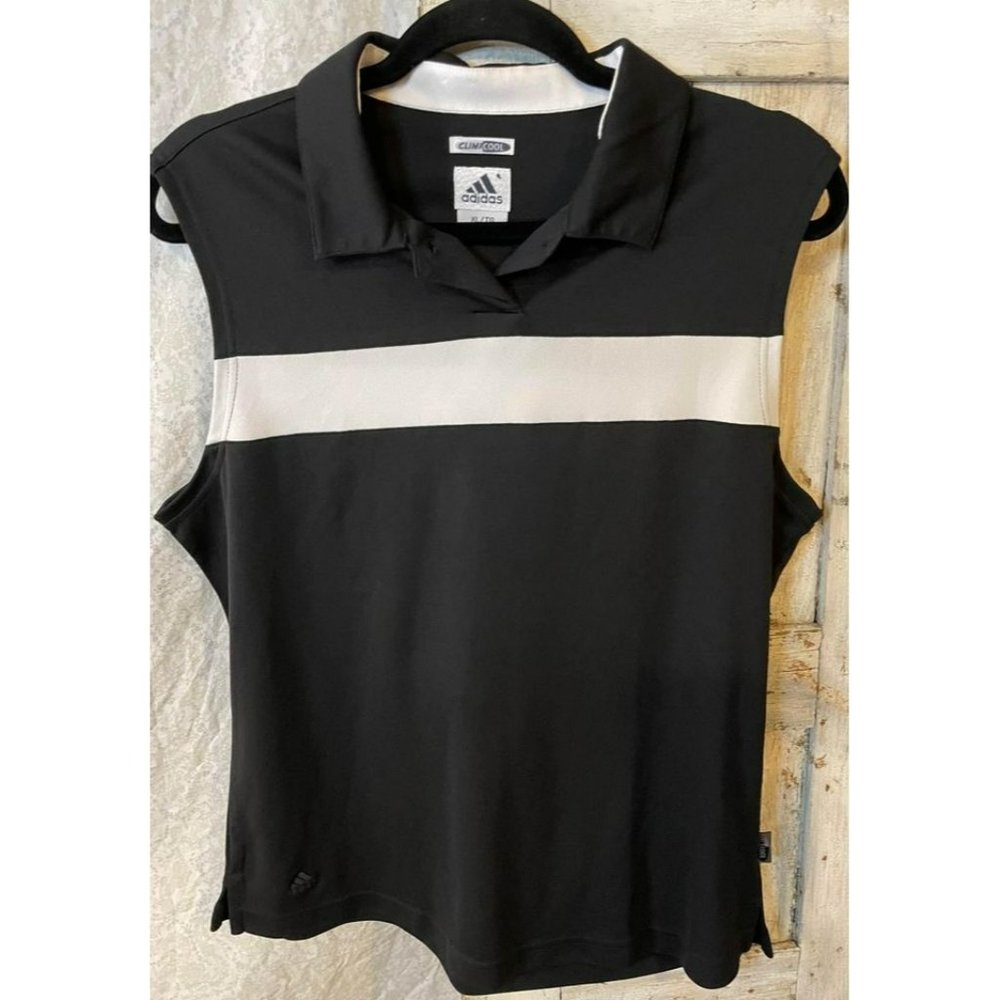 Adidas Polo Shirt | Collar & Sleeveless Black & White |Woman’s Size XL Like New!
